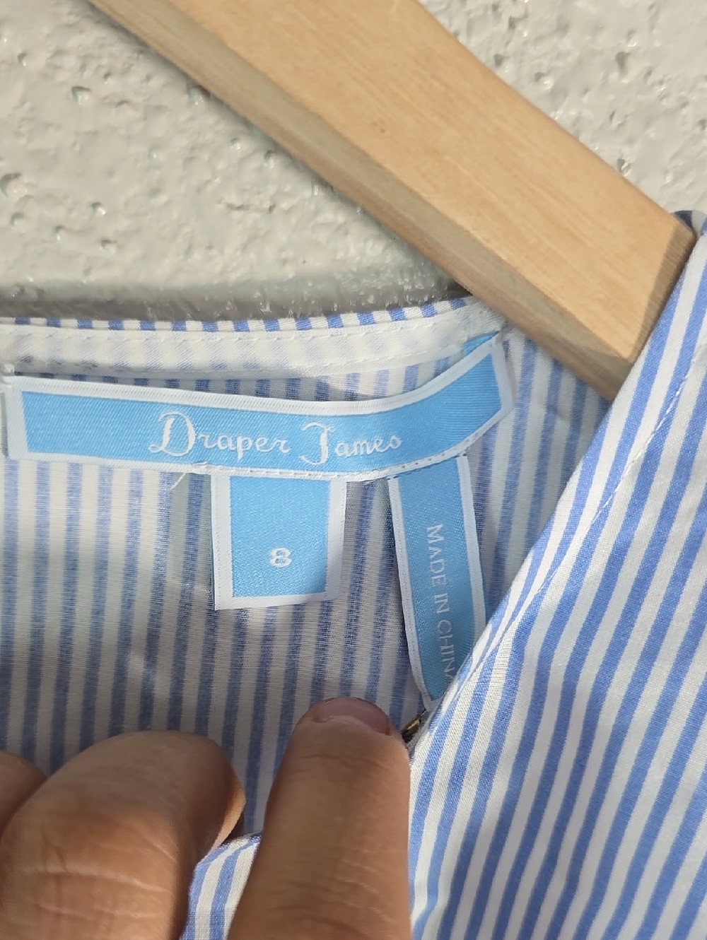 Draper James Classic Blue Pinstripe Short Sleeve Top - Picture 5 of 9